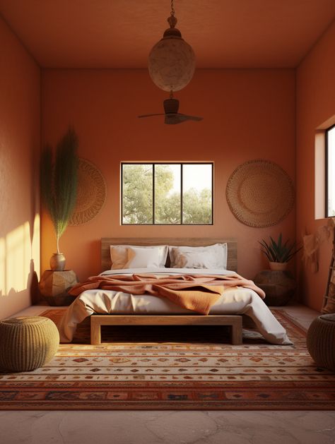 Modern Mexican Bedroom, Mexican Style Bedroom, Hacienda Mexico, Hacienda Style Home, Southwest Bedroom, Southwestern Interior, Southwestern Bedroom, Mexican Bedroom, Mexican Interior Design