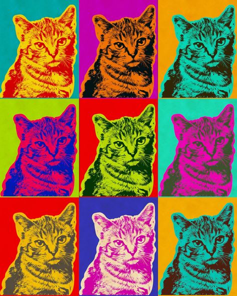 Custom Pet Portrait, Andy Warhol Cat , Custom Cat Portrait ,pop Art Portrait,pop Portrait, Pet Gift, Cat's Mom ,kitten Gift,andy Warhol - Etsy Andy Warhol Portraits, Pop Art Andy Warhol, Portraits Pop Art, Andy Warhol Pop Art, Pop Art Cat, Cat Custom, Pop Art Animals, Custom Cat Portrait, Pop Art Portraits