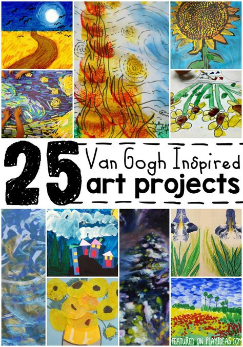 25 Van Gogh Inspired Art Projects for Kids. Great ideas for art docent projects! Van Gogh Inspired Art, Classe D'art, 3d Art Projects, Van Gogh Inspired, Artist Project, Art Projects For Kids, Arte Van Gogh, Elementary Art Projects, Art Van