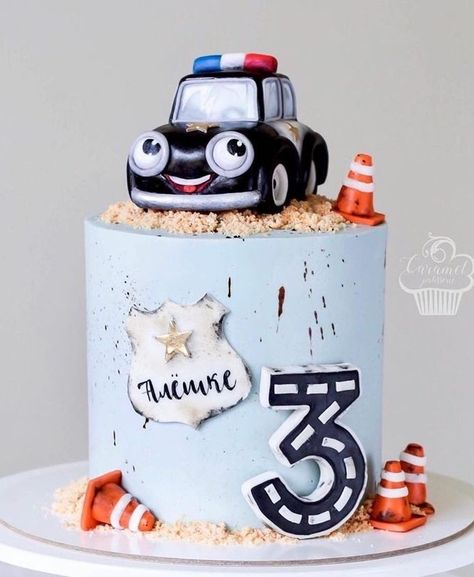 Police Birthday Cakes, Police Themed Birthday Party, Car Cakes For Boys, Police Cakes, Cars Theme Cake, Police Birthday Party, Baby Boy Birthday Cake, Festa Hot Wheels, 2nd Birthday Party For Boys