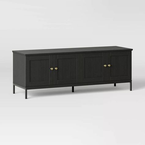 Ketton Media Stand - Threshold™ | Target Black Tv Console, Wood Entertainment Center, Under Tv, Black Tv Stand, Media Table, Black Entertainment, Media Stand, Console Cabinet, Media Storage