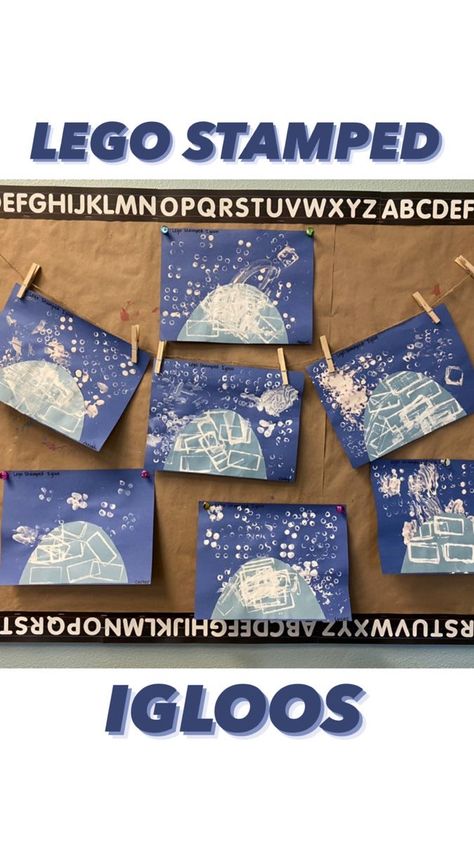 Snow Themed Art For Toddlers, Lego Igloo Painting, Polar Animal Art Preschool, Igloo Stamp Art, Ice Eyfs Activities, Snow Art Toddlers, Daycare Winter Activities, Igloo Art For Toddlers, In The Winter Preschool Activities