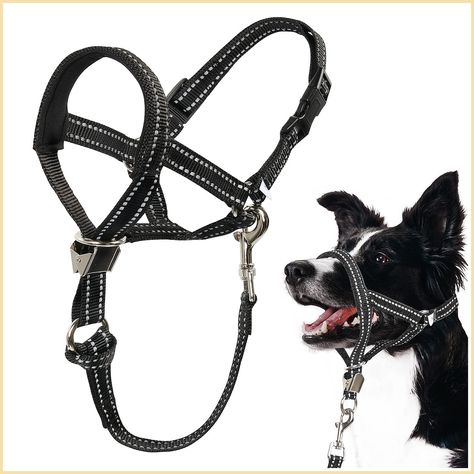 Dog Head Collar, No Pull Soft Head Halter with Safety Clip for Heavy Pullers, Durable Dog Training Halter Stops Pulling for W Dog Halter, Dog Training Tools, Dog Muzzle, Black Lab, Neck Strap, Leather Items, Large Dogs, Dog Training, Small Dogs