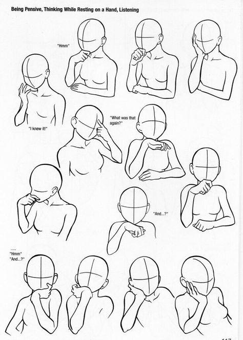 Being Pensive, Thinking While Resting On a Hand, Listening, positions, hand, face, text; How to Draw Manga/Anime Drawing Hands, رسم كاريكاتير, Desen Realist, Corak Menjahit, Drawing Body Poses, Seni Dan Kraf, Kunst Inspiration, Hand Reference, Gambar Figur