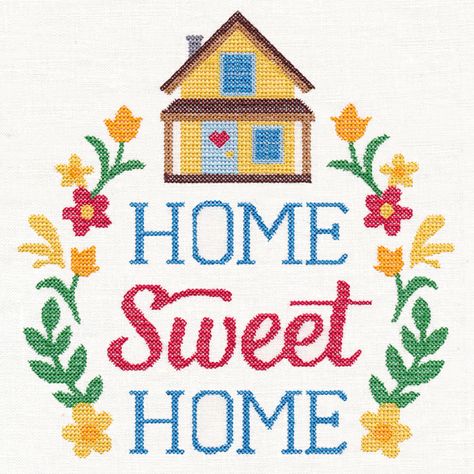 Home Cross Stitch, Wreath Cross Stitch, Wreath Cross, Autumn Cross Stitch Patterns, Home Wreath, Pola Kristik, Cross Stitch Patterns Flowers, Cross Stitch Alphabet, Handwork Embroidery Design