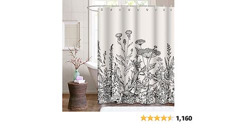 Amazon.com: Emvency Shower Curtain Floral Border Herbs and Wild Flowers Botanical Vintage Engraving Light Grey Background Black Waterproof Polyester Fabric 60 x 72 Inches Set with Hooks : Home & Kitchen Bathtub Decoration, Leaf Sketch, Black Shower Curtains, Bathtub Decor, Bathroom Bathtub, Floral Shower Curtain, Flower Shower Curtain, Stall Shower Curtain, White Shower Curtain