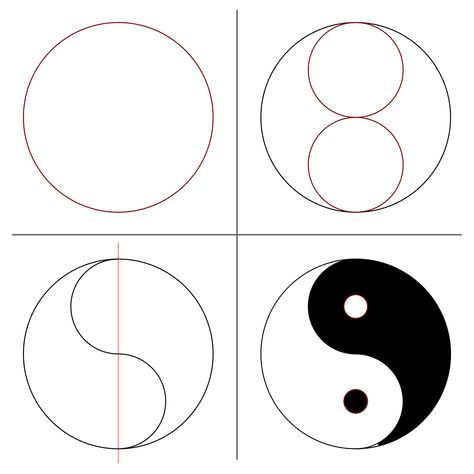 File:YinYang-construction.svg - Wikimedia Commons Ying Yang Art, Yin Yang Art, Easy Drawing Tutorial, Cd Art, Mandala Art Lesson, Drawing Tutorial Easy, Dot Art Painting, Mandala Design Art, Mandala Painting