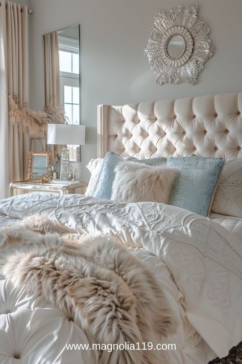 Add a touch of glamour to your bedroom with these elegant ideas! Incorporate shimmering accents, plush textures, and sophisticated decor to create a space that feels luxurious and inviting. Get ready to sparkle! Click the link to explore more Elegant Bedroom Ideas. #BedroomIdeasElegant #GlamorousLiving Champagne Bedroom, Elegant Bedroom Ideas, Italian Glam, Romantic Bedrooms, Glam Bedroom Decor, Elegant Bedroom Decor, Dream Bedroom Inspiration, Glam Bedroom, Bedroom Bliss