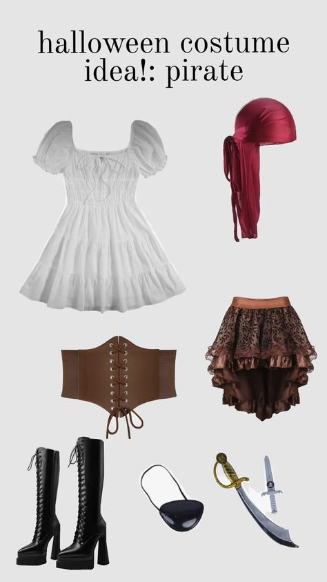 two halloween posts because I forgot one yesterday lol #fyp #costume #idea #pirate Diy Woman Pirate Costume, Pirate Female Costume, Girl Pirate Costume Diy, Last Minute Pirate Costume, Pirate Costume Ideas, Pirate Costume Women, Dress Like A Pirate, Diy Pirate Costume, Pirates Costume