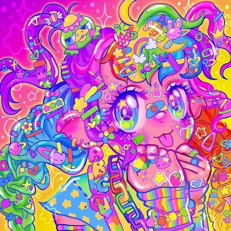 cuteREVOLUTION! on Instagram: "new new new new 🌈💕✨ this was so much fun to draw but my eyes hurt now LOL🥲 I just really wanted to draw some cute decora without thinking about it too hard 😤❤️🧡💛💚💙💜💕✨✨✨I love decora fashion so much it makes me so happy and always cheers me up and brings me life 💪🏻🌈💕💖✨✨" Decora Aesthetic, Decora Art, Decora Fashion, Eyestrain Art, Harajuku Decora, Fun To Draw, Different Art Styles, Rainbow Aesthetic, Art Style Inspiration