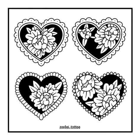 Traditional Heart And Flower Tattoo, Peony Heart Tattoo, Trad Floral Tattoo, Lace Heart Drawing, Tattoo Heart With Flowers, Traditional Heart Tattoo Black, Traditional Heart Tattoo Design, Neo Traditional Heart Tattoo, Trad Heart Tattoo