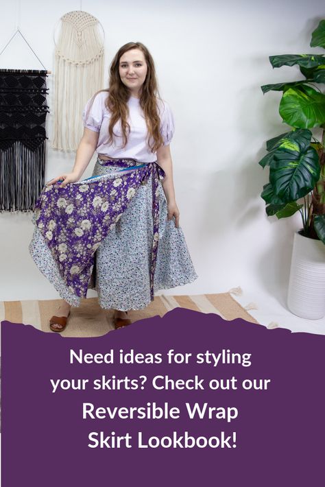 Looking for reversible skirts & how to style them? We've got you covered! This blog includes several ways you can style your wrap skirts & keep your look fresh with reversible layers! How To Wear A Sari, Skirt Lookbook, Wrap Skirt Outfit, Sari Wrap Skirt, Reversible Skirt, Wrap Skirts, Wrap Around Skirt, Design Clothes, Fashion Design Clothes