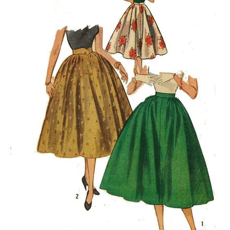 Rockabilly Skirt, 1950s Skirt, 1950s Patterns, 1950s Sewing Patterns, 50s Rockabilly, Full Circle Skirt, Lawn Fabric, Full Circle Skirts, Couture Vintage