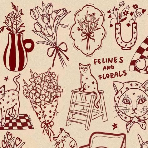 abbie on Instagram: "FELINES AND FLORALS 🐈 💐 🐈‍⬛ 🥀 🐱 🌸  Available to be tattooed in London or Manchester.  Lil bundle deals available always <3 I also do custom! DM to enquire or book in 😚  Thank you❤️ (Limited space for London 2024 & currently booking Manchester 2025)" London Inspired Tattoo, London Tattoo Ideas, Secret Garden Tattoo, Trash Journal, Neat Tattoos, Small Girly Tattoos, Garden Tattoos, London Tattoo, Girly Tattoos