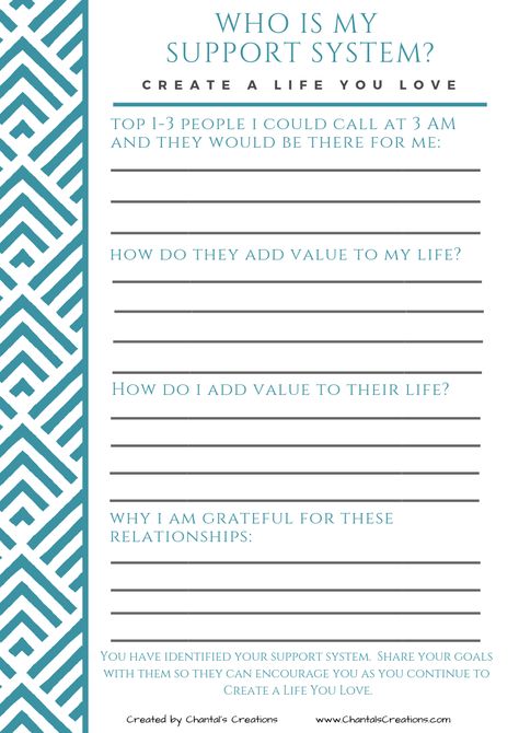 The people surrounding you influence your thoughts and actions. Surround yourself with motivated high achievers, and you are more likely to be successful. Choose people who push and motivate you to be the best version of yourself. Pair up with people who spark ideas and creativity within you. Consider their activities and goals. Do they align with yours?   Use this worksheet to discover who your support system is and then share your goals with them so they can cheer you on as you Create a Life Y Peer Influence Activities, Support System Activities, Dv Support Group Ideas, Support Group Facilitator Ideas, Mom Support Group Activities, Self Awareness Group Activities, Family Support Specialist, Creative Recovery Activities, Women Support Group Activities