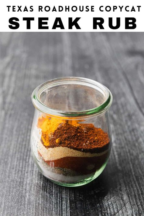 This Texas Roadhouse Steak Rub recipe is as all purpose seasoning you'll want to use on everything. It's made with simple ingredients from the panty so it's easy to make. Whenever a craving for juicy steaks hits you, try this spice mix for the perfect steak made in your own kitchen!rn Copycat Texas Roadhouse Steak Rub, Texas Roadhouse Steak Seasoning Recipe, Dry Rub Steak Seasoning, Steak Rub Recipe Easy, Bald Buck Seasoning Copycat, Steak Seasoning Recipes Rubs, Steak Dry Rub Recipe, Mexican Macaroni Salad Recipe, Texas Roadhouse Steak Seasoning