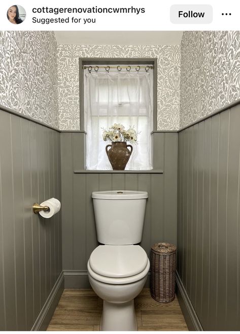 Cwmrhys Cottage, Small Toilet Decor, Cottage Tour, Small Downstairs Toilet, Cloakroom Toilet, Downstairs Cloakroom, Toilet Room Decor, Bathroom Paneling, Small Toilet Room