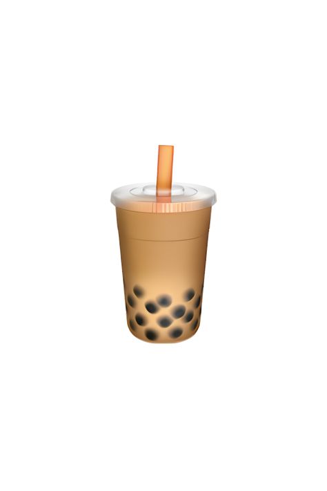 The emoji 🧋 depicts a clear plastic cup with a domed lid and a wide straw sticking out of it. The cup is filled with a creamy, light brown liquid, which represents the tea. The liquid has small black dots in it, which represent the tapioca pearls. The emoji also has a green leaf on top of the dome lid, which represents the tea flavor. Overall, the emoji looks delicious and refreshing, just like a real bubble tea. Tea Emoji, Fairy Emoji, Apple Emojis, Imessage Sticker, Images Emoji, Emoji Stickers Iphone, Ios Emoji, Emoji Set, Images Hello Kitty