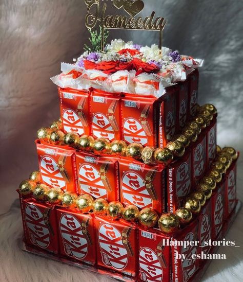 Chocolate Tower Ideas, Chocolate Tower Hamper, Chocolate Display Ideas, Chocolate Hamper Ideas, Chocolate Hamper Ideas Gifts, Chocolate Gift Ideas, Chocolate Tower, Wedding Gift Hampers, Chocolate Bouquet Diy