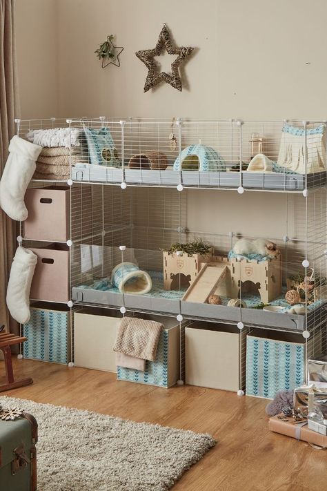 Small Animal Cage Ideas, C&c Bunny Cage, Animal Room Ideas Pets Small Animals, Diy Small Animal Cage, Ginipigs Cage, Outside Guinea Pig Enclosure, Two Story Bunny Cage, C&c Rabbit Cage Ideas, Gunia Pig Cage Ideas