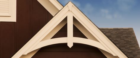 Decorative Gable Pediment Millwork | Home - Nu-Wood Millwork Gable Pediment Ideas, Wood Gable Accents, Gable End Ideas, Wood Accent In Gable, Craftsman Gable Detail, Craftsman Gable Brackets, Gable Pediment, Decorative Gable, Gable Trim