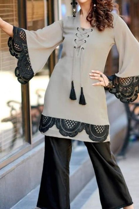 trendy dresses New Long Top Designs For Women, Fashion Kurtis Style, Stylish Dress Design In Pakistan, Frock Ideas For Women, New Style Outfits, Casual Winter Dresses, Frock Designs For Women, Frock Ideas, Neat Casual Outfits