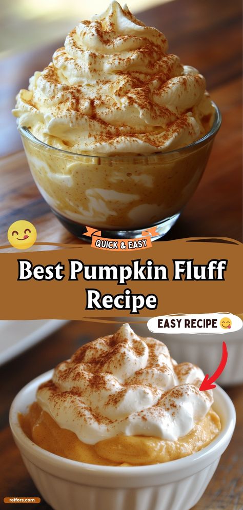 Whip up a bowl of light and airy Pumpkin Fluff, a fluffy dessert that combines the quintessential flavors of fall with a creamy, mousse-like texture. It’s an easy, no-bake treat that’s perfect for a seasonal gathering or a cozy night in. #PumpkinRecipe #FallDesserts #EasyTreats Pumpkin Cheesecake Fluff Dessert, Light And Fluffy Dessert Recipes, Pumpkin Cool Whip Vanilla Pudding Dip, Fall Festival Recipes, Pumpkin And Cool Whip Dessert, Pumpkin Fluff Weight Watchers, Quick Light Desserts, Fluff Recipes Desserts Cool Whip, Pumpkin Fluff Recipe