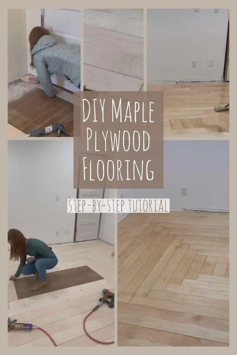 Stained Plywood Floors Diy, Laying Hardwood Flooring Diy, How To Finish Plywood Floors, Leveling Subfloor Plywood, Diy Pine Floors Wide Plank, Polyurethane Floors, Maple Wood Flooring, Wood Floor Installation, Plywood Floor