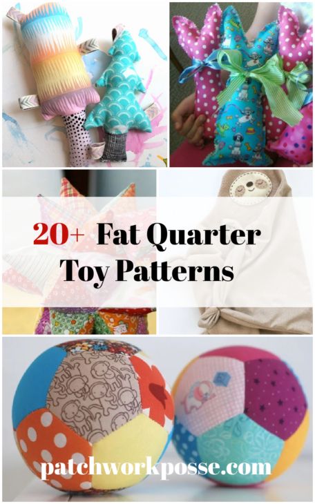 Have fun with your fabric! These fat quarter toy patterns are perfect for quilter. Fat Quarter Sewing Projects, Pinwheel Quilt Block, Quilted Toys, Mug Rug Tutorial, Fat Quarter Projects, Lap Quilt Patterns, Fabric Crafts Diy, Soft Toy Patterns, Handmade Birthday Gifts