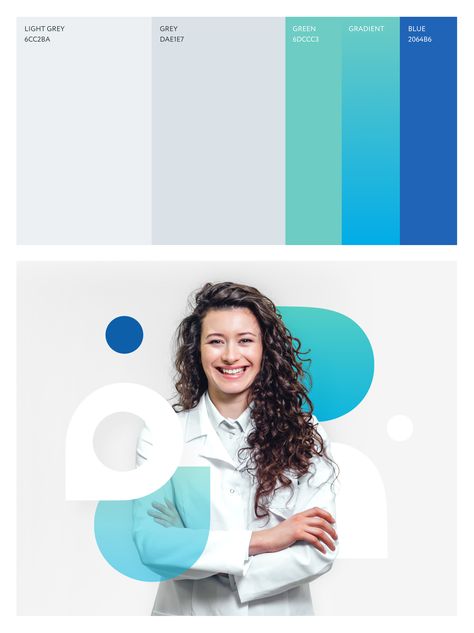 Chemistry Color Palette, Saas Branding Design, Chemical Logo Design Ideas, Healthcare Colour Palette, Medical Branding Color Palette, Visual Identity Color Palette, Blue Brand Identity Design, Water Brand Identity, Finance Color Palette