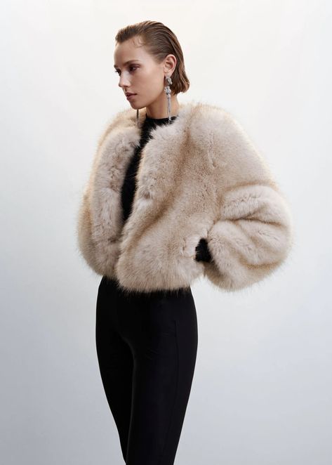 Fur effect jacket - Woman | Mango Egypt Short Fur Coat Outfit, Mango Faux Fur Coat, Faux Fur Coats Outfit, Short Fur Coat, Cropped Faux Fur Coat, Fur Coat Outfit, Faux Jacket, Womens Faux Fur Coat, Short Faux Fur Jacket