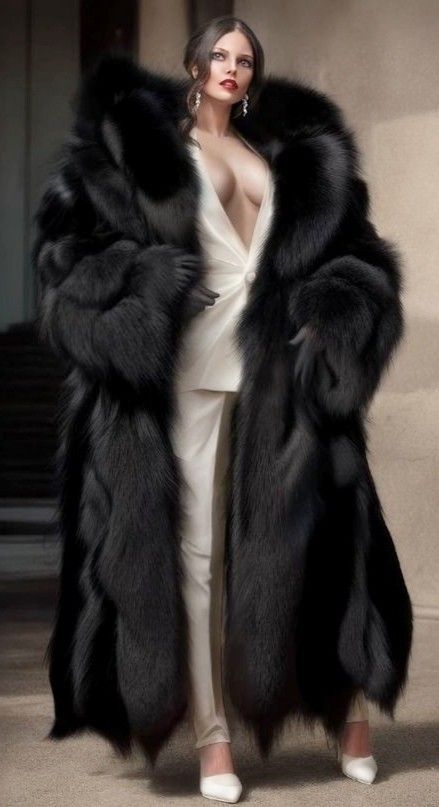 Giant Fur Coat, Black Long Faux Fur Coat, Long Black Fur Coat Outfit, Black Fur Coat Outfit Classy, Big Fluffy Coat, Fluffy Coat Outfit, Black Fur Coat Outfit, Fluffy Fur Coat, Fur Coat Outfits