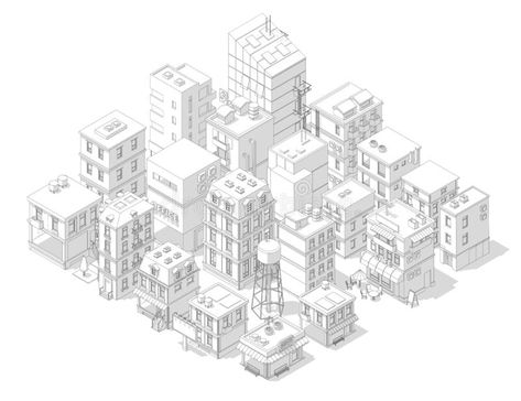 Town street Intersection road. Buildings Isometric top view. Gray lines outline contour vector style with shadows.. Illustration about downtown, cityscape, background - 148199195 Shadows Illustration, Isometric Sketch, City Outline, Road Town, Isometric Map, Drawing Home, Building Map, City Sketch, Business Icons Vector