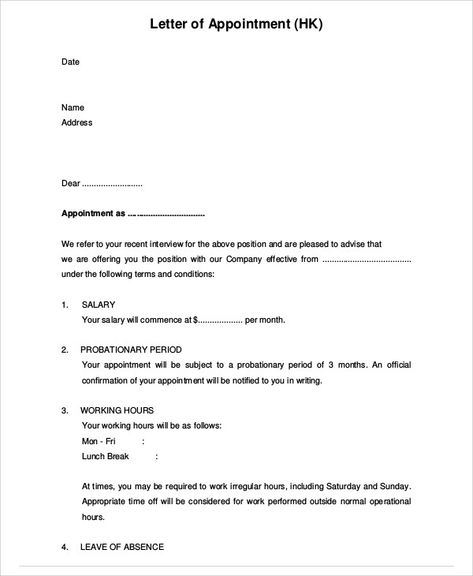 Official Appointment Letters - 8+ Free Samples, Examples Format Download | Free & Premium Templates Appointment Letter Format, Letters To Write, Letter Format, Sales Representative, Site Visit, Google Docs, Microsoft Word, Free Samples, Ethiopia