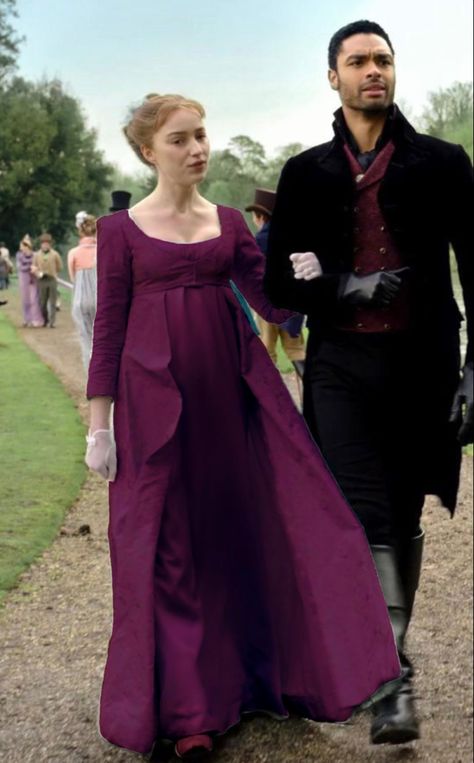 Bridgerton Daphne Dresses, Daphne Bridgerton Outfit, Purple Regency Dress, Outfit Claims, Bridgerton Daphne, Dr Thorne, Regency Era Fashion, Daphne Dress, Era Fashion