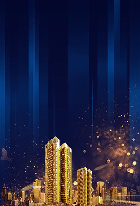 Atmospheric Commercial Real Estate Building Poster Background Real Estate Poster Design Creative, Building Poster Design, Real Estate Banner Design, Real Estate Background, Building Ads, Commercial Background, Gold Building, Insurance Poster, Real Estate Poster