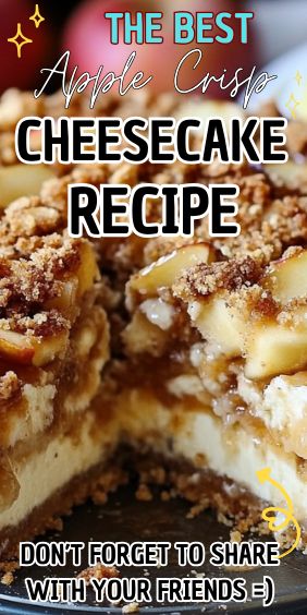 Apple Crisp Cheesecake Carmel Apple Crisp Cheesecake Recipe, Apple Cheesecake Dump Cake, Cheesecake Apple Crisp, Apple Crisp Cheesecake Recipe, Cheesecake Recipes Fall, Apple Crisp Cheesecake Bread, Apple Crumble Cheesecake Recipe, Applesauce Cheesecake, Apple Cream Cheese Dessert