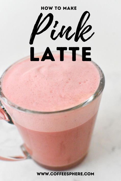 Pink latte in a glass Beet Latte, Beetroot Latte, Easy Coffee Drinks Recipes, Homemade Coffee Drinks, How To Make Pink, Pink Latte, Pink Cafe, Pink Drink, Coffee Valentines