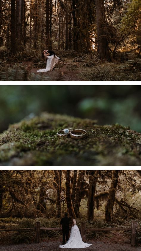 Elopement Wedding Flowers, Enchanted Forest Elopement, Moody Forest Elopement, Fall Forest Elopement, Hoh Rainforest Washington Wedding, Wood Engagement Photos, Woodland Wedding Photography, Red Wood Elopement, Forest Wedding Elopement