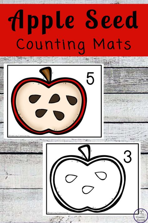 Apple Seed Counting Mats Apple Seed Counting, Apples Activities, Counting Mats, Fall Lesson Plans, Apple Preschool, Fall Lessons, Apple Activities, Exploring Nature, Apple Theme