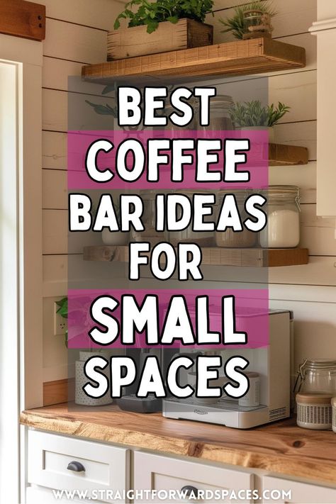 This post shows you the best home farmhouse coffee bar ideas. I'll cover diy coffee station ideas, farmhouse style coffee bar ideas, home coffee bar ideas for small spaces, coffee bar ideas for your kitchen countertop, best pod storage ideas, cup display ideas, home coffee bar station ideas, and more genius ideas on how to create a DIY home coffee bar with items you might already have in your kitchen! Small Coffee Bar Ideas Modern, Bar In Living Room Ideas, Room Off Kitchen Ideas, Coffee Bar Ideas Small Spaces, Bar Ideas Small Spaces, Coffee Bar Ideas Small, Farmhouse Coffee Bar Ideas, Bar In Living Room, Organized Coffee Station