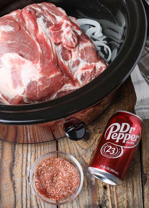 Dr Pepper Pork Loin, Pulled Pork Slow Cooker Dr Pepper, Dr Pepper Pork Roast, Pork Butts In The Crock Pot With Dr Pepper, Crockpot Dr Pepper Pulled Pork, Dr Pepper Pulled Pork Oven, Pulled Pork Crock Pot Recipes Dr Pepper, Pulled Pork Coke, Pork Shoulder Recipes Crock Pot