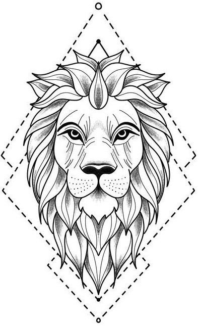 Leo Lion Tattoos, Small Lion Tattoo, Geometric Lion Tattoo, Tattoo Design For Hand, Lion Tattoo Sleeves, Mens Lion Tattoo, Geometric Lion, Lion Head Tattoos, Mom Tattoo Designs