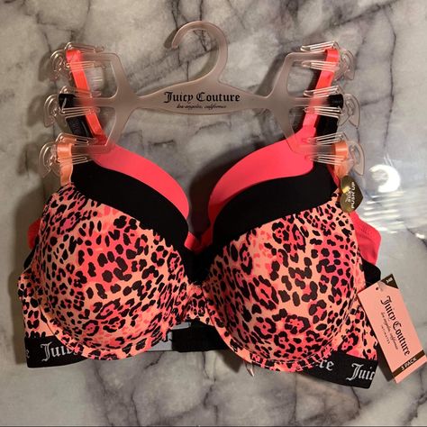 New With Tags Msrp $54 Size: 34b Juicy Couture Los Angeles, California Sexy Push Up Bra Set 3 Pack Black Neon Pink Neon Animal Print, Cheetah Adjustable Straps Juicy Couture Logo Elastic Band 2 Hook Closure Slightly Padded Cups All Reasonable Offers Welcome Smoke Free Home Ships Day Of Or Day After Purchase Los Angeles, Couture, Gyaru Bra, 2000 Juicy Couture, Bras And Things, Cute Bras Sets, Juicy Couture Room, Push Up Bra Outfit, Y2k Baddie Outfits