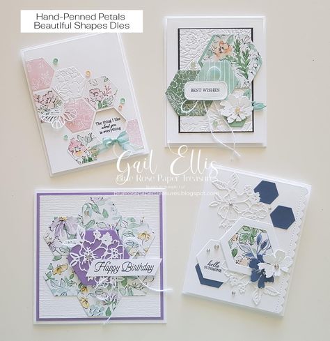 Gail Ellis, Happy Birthday Sunshine, Hexagon Cards, Hand Pin, Beautiful Shapes, Bee Cards, Woman Card, Paper Rose, Card Making Tutorials