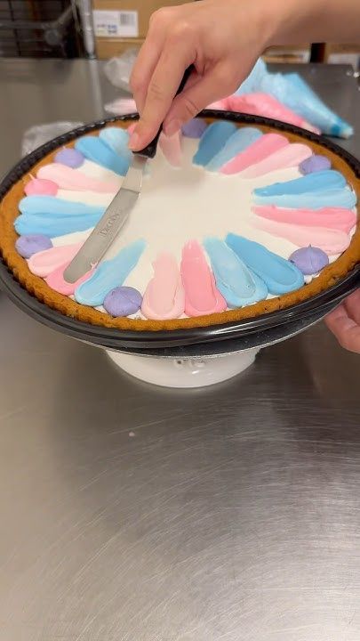 Using a color palette generator to design a cookie cake 🎨 #cake #cakedecorating #shorts Cookie Cake Slices Decorated, How To Decorate A Cookie Cake, Square Cookie Cake, Cookie Cake Birthday Designs, Cookie Cake Aesthetic, Simple Cookie Cake Designs, Birthday Cookie Cake Designs, Cookie Cakes Decorated, Cute Cookie Cake Designs