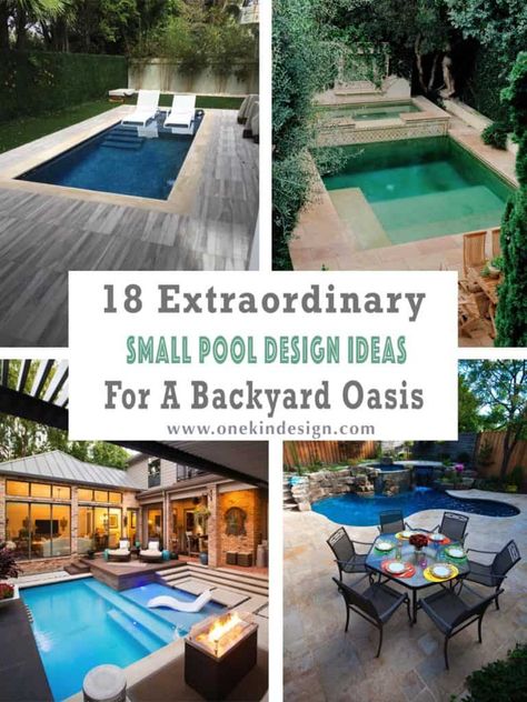 18 Extraordinary Small Pool Design Ideas For A Backyard Oasis Tiny Backyard Pool Ideas, I Ground Pool Design, Pool Designs For Small Yards, Small Pool Design Ideas, Small Pool Ideas, Pools For Small Yards, Small Backyard Design Ideas, Pool Design Ideas, Backyard Design Ideas