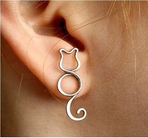 Adorableee! Diy Ring, Wire Earring, Bijoux Fil Aluminium, Easy Diy Jewelry, Work Jewelry, Cat Jewelry, Wire Crafts, Cute Diys, Cat Earrings