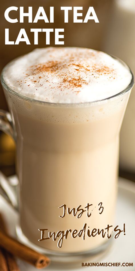 Make a delicious Starbucks copycat Chai Tea Latte at home with just 3 ingredients! Chai Tea Latte Starbucks, Chai Tea Latte Recipe, Iced Chai Tea Latte, Chai Latte Recipe, Iced Chai Tea, Homemade Chai, Iced Chai Latte, Chai Tea Recipe, Starbucks Vanilla