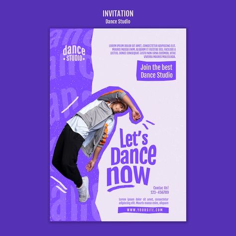 Free PSD dance class studio invitation t... | Free Psd #Freepik #freepsd #dance-class #performing-arts #art-template #art-class Dance Event Poster, Class Poster Design, Graphic Flyer, Dance Poster Design, Poster Dance, Mises En Page Design Graphique, Class Poster, Flyers Design, Photoshop Design Ideas